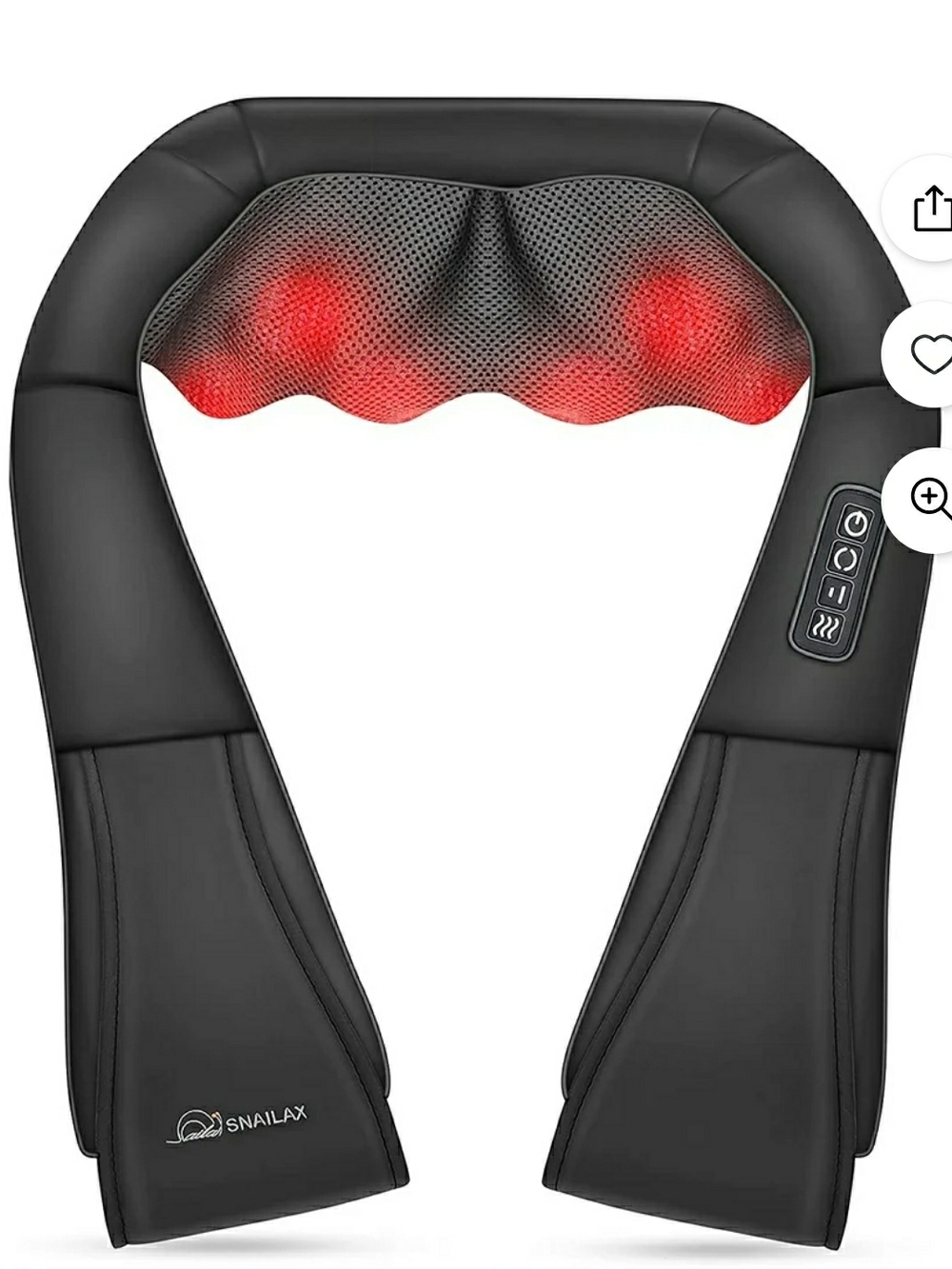 Snailax Shiatsu Neck & Shoulder Massager - Black with Red Heat Nodes